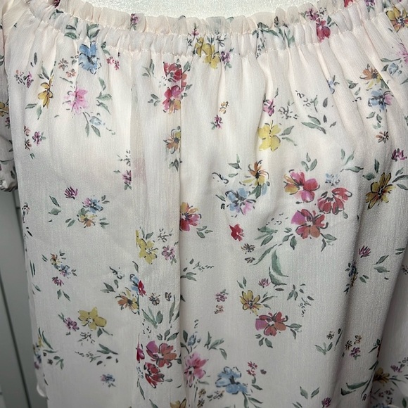 WAYF Floral Off The Shoulder Ruffle Lined Pull Sleeve Top Size Large NWT - Picture 3 of 10